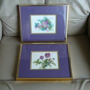 framed purple floral watercolor